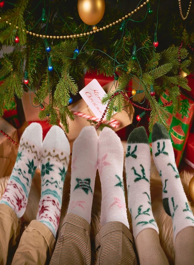 ShinyMatch 6 Pairs Christmas Fuzzy Socks for Women Winter Warm Fluffy Slipper Cozy Light Pink Sock for Xmas Holiday Sleeping - Image 5